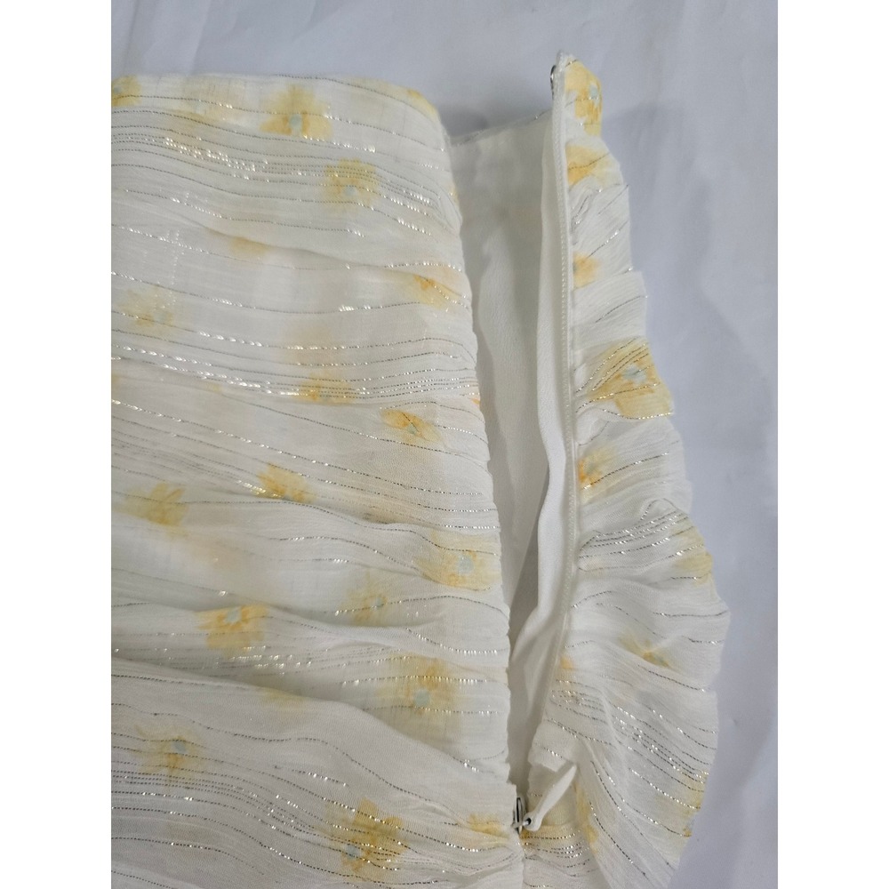 Forever 21 Floral Mini Skirt Lot of 2 Ruched Ruffle White Yellow Blue Large NWT - Picture 6 of 16